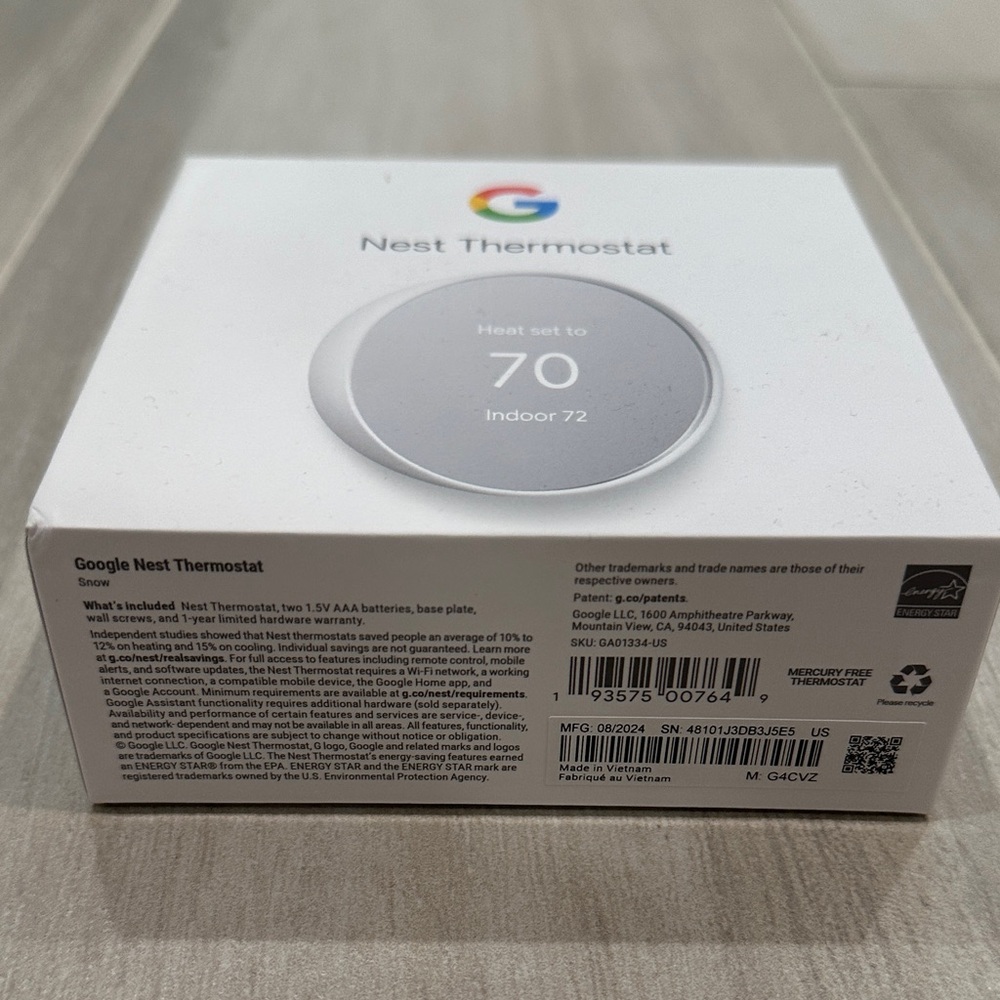 New Google Nest Smart Thermostat in Snow White - Picture 2 of 5